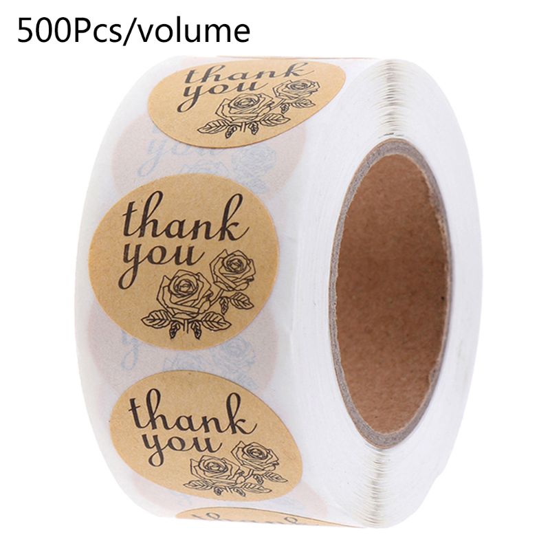 500 stuks/rol 15 ontwerpen bloemen bedankjes kraft stickers ronde zegellabels handgemaakte scrapbooking verpakking
