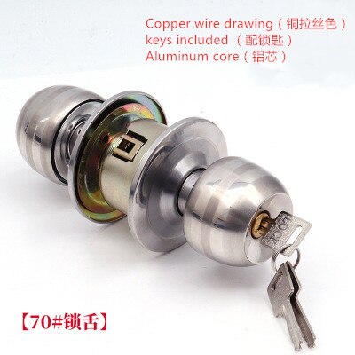Stainless Steel alloy Locks Round Ball key lock Door Knob pull handle Entrance Passage Bathroom Internal Anti Theft Hardware: 5