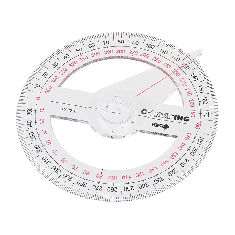 All Circular 10cm Plastic 360 Degree Pointer Protractor Ruler Angle Finder Swing Arm For School Office Supplies