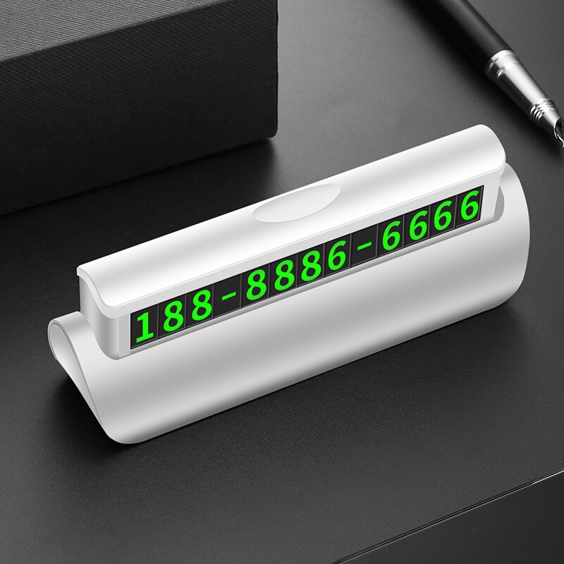 Hidden Luminous Car Phone Number Plate Car Sticker Night Light Phone Number In The Car For Car Styling Temporary Parking Card: White