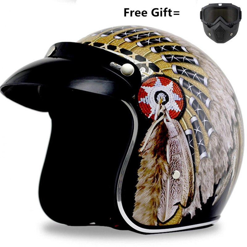 neue moto helm indische druck casco capacete moto rcycle helm 3/4 open gesicht vintage moto kreuz helme S ~ XXL