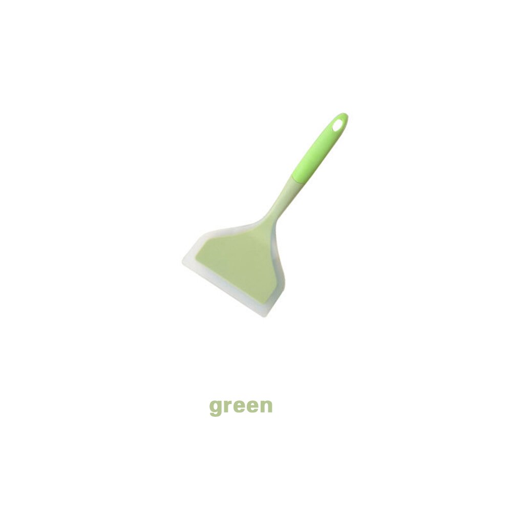 Non-stick Silicone Cooking Beef Egg Kitchen Scraper Wide Pizza Spatula Kitchen Cake Baking Scraper Home Cookware Kitchen Tool: Green