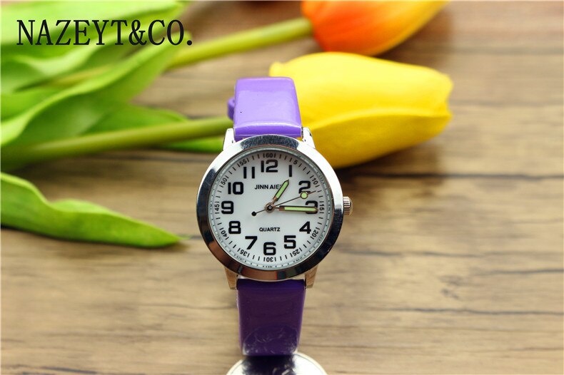 enfants simple visage montre à quartz petits garçons et filles apprendre à temps montre cuir décontractée anniversaire noël horloge