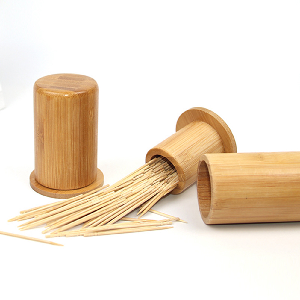 Söt bambu trä tandpetare hållare carving tandpetare låda bärbar förvaringslåda för hushållskök organisation