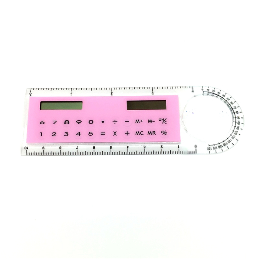 Draagbare Mini Solarcalculator 10 cm Ultra-dunne Heerser, Tekening Cirkel, Gradenboog Multifunctionele Calculator voor Kinderen, examen Helper