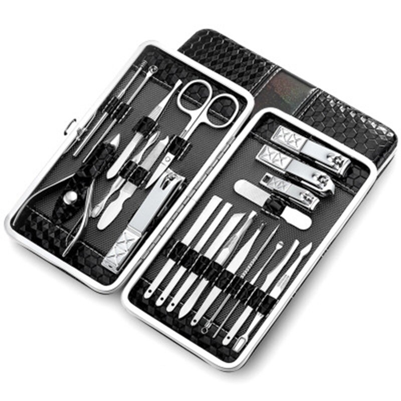 21 Pcs Manicure Set Kit Ear Pick Utility Nail Clipper Stainless Steel