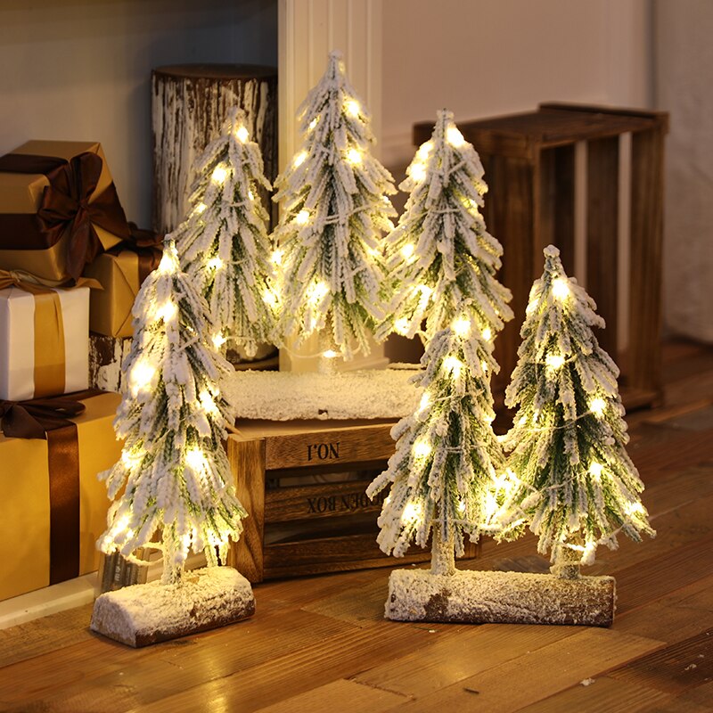 Artificial mini white luminous Christmas tree home desktop Christmas decoration wedding scene atmosphere layout tree lamp light