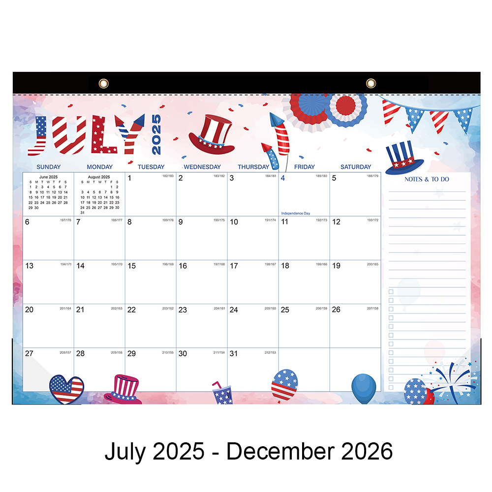 Nyeste kalender 12- måneder fra juli til desember daglig ukentlig månedlig planlegger agenda organizer hjem vegg til hjemmet: Rosa