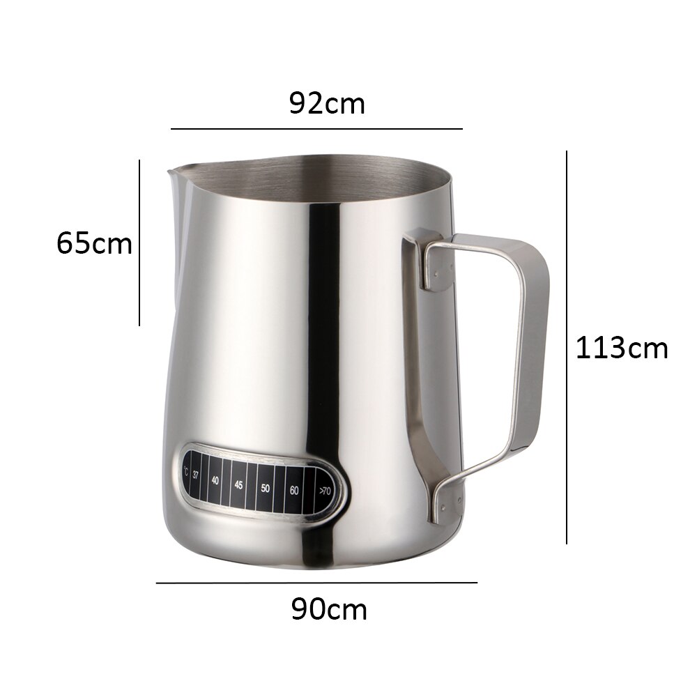 Rustfrit stål mælkeskummende kande med termometer 600ml piske mælkeskum kande espresso kaffe mælkeskummer kop kande maskine