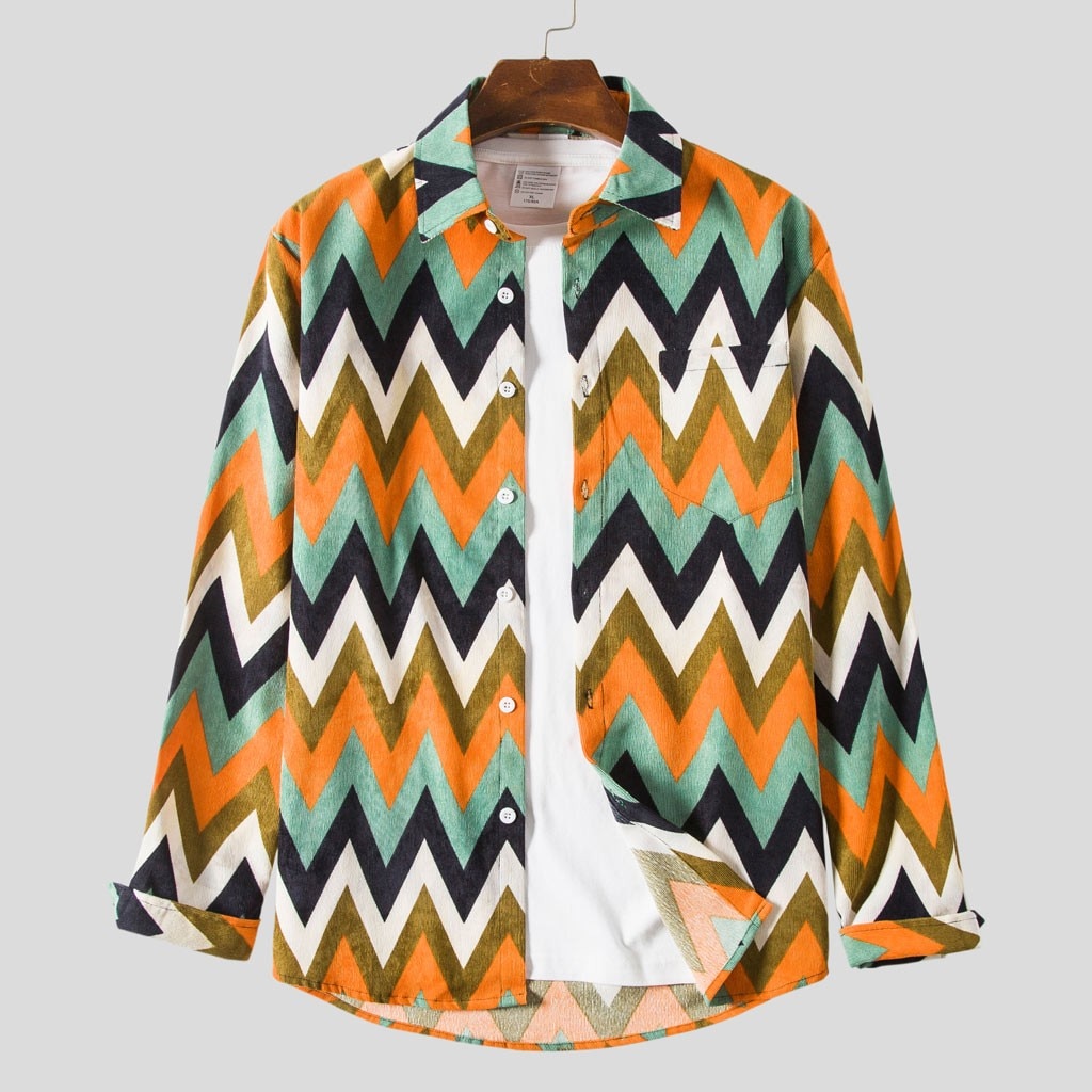 Mannen Corduroy Shirts Koreaanse Stijl Splicing Gestreepte Jas Heren Kleding Harajuku Casual Lange Mouw Mannelijke Camisa