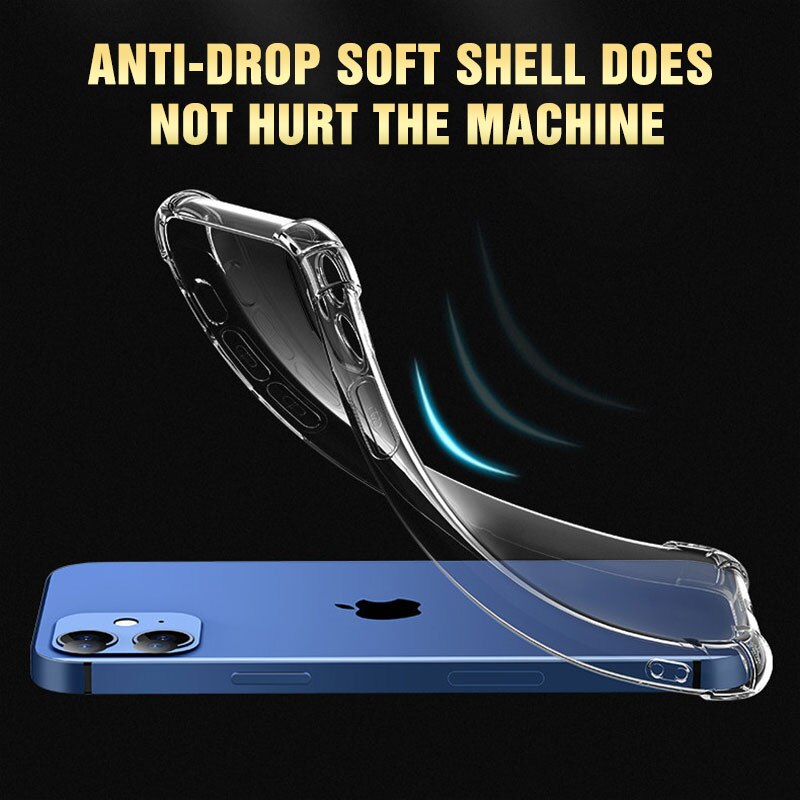 Shockproof Phone Cases For iPhone 11 12 Pro X Xs Max XR Back Cover For iPhone 6 6S 7 8 Plus SE 2020 Transparent Silicone Case