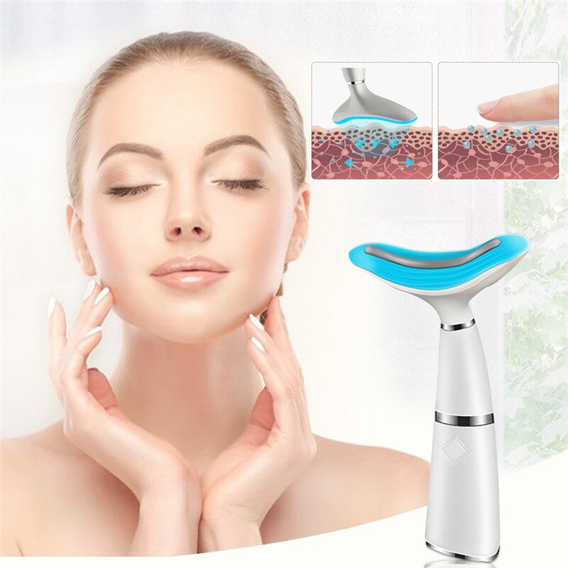 Vibration Skin Lifting Tightening Massager Remove Double Chin Neck Device LED Photon Heating Therapy Anti-Wrinkle Neck Care Tool