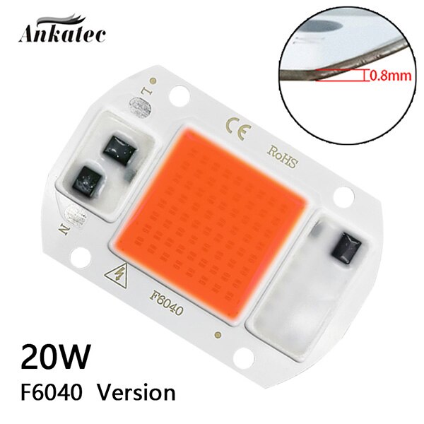 ledet plantevekstlampe kolbe chip fullt spekter  ac 220v 110v 20w 30w 50w drivhus innendørs plantefrøplanter og blomstervekst: F6040 20w / Ac220v-240v
