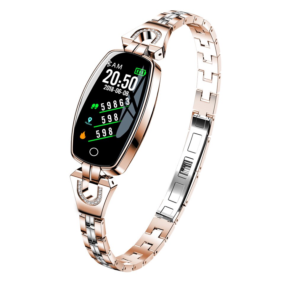 696 H1 Women Smart Bracelet Watch Heart Rate Blood Pressure Fitness Tracke Wristband Diamond Smartwatch IP67 Waterproof: H8 Gold