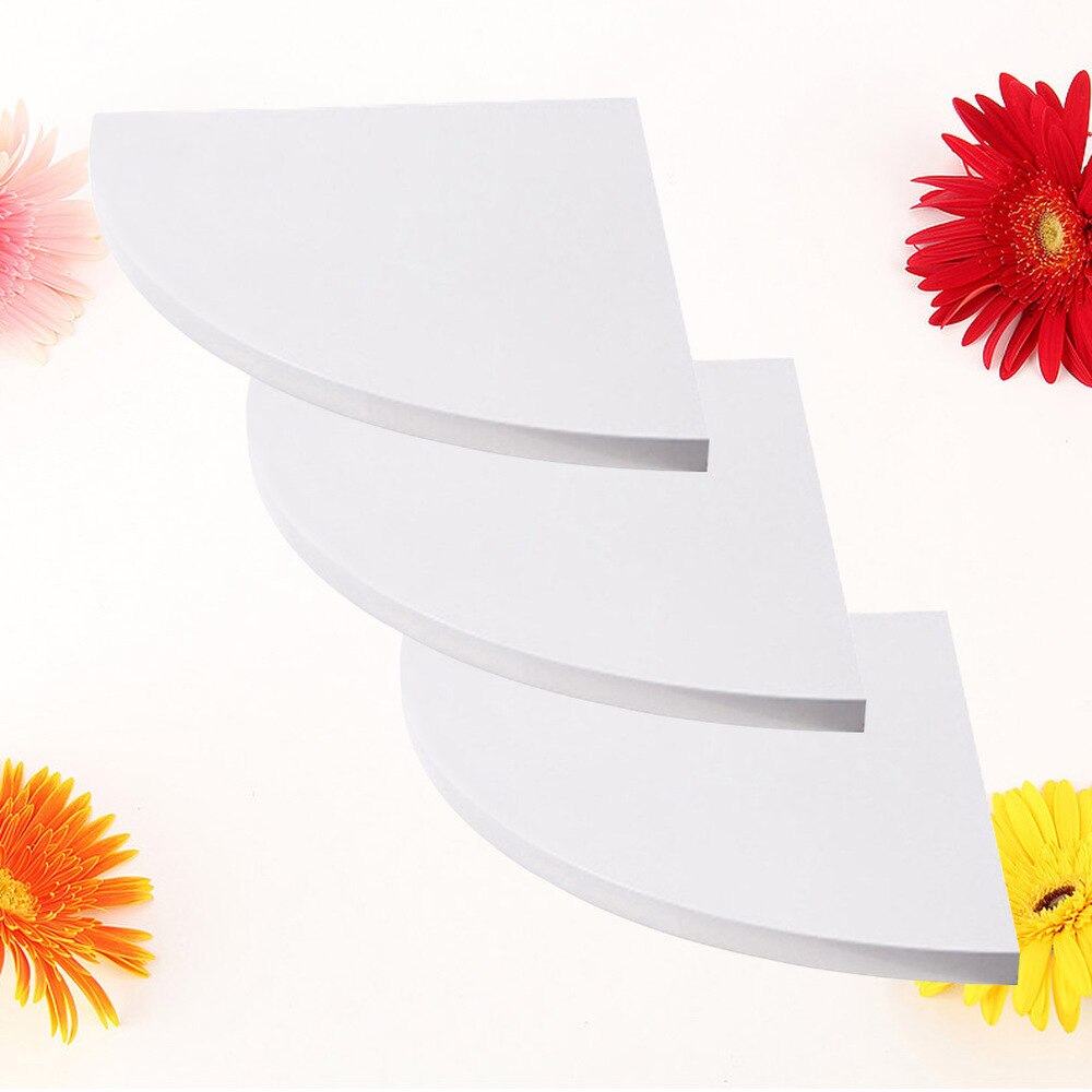 1 Set Wall Mount Corner Shelves Hanging Corner Bookshelf Display Racks for Home Office: White