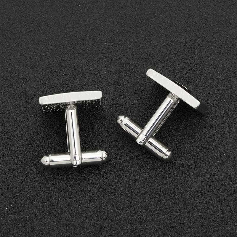 classic black geometric square simple alloy cuffs men's French business shirt suit cuffs