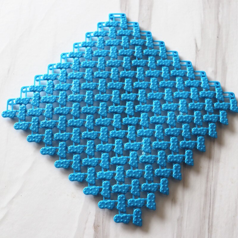 PVC free spline anti-skid waterproof mat bathroom anti-skid mat shower room anti skid mat set bath mat decoration: Blue