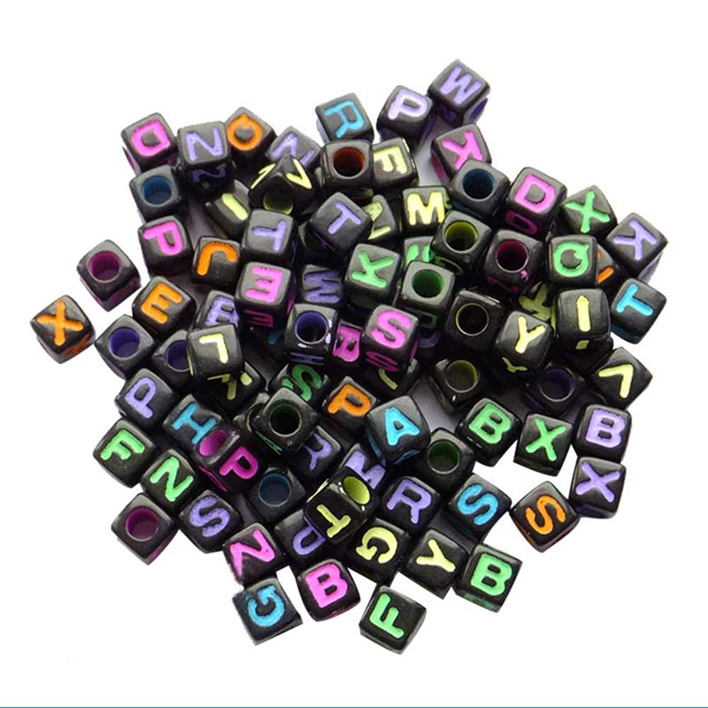 DIY Square Round Acrylic Alphabet Spacer Loose Beads For Necklace Bracelet Letter Beads Charms Jewelry Making SMR88: 10