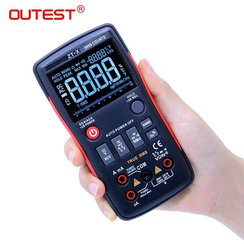 True-RMS Digital Multimeter Button 9999 Counts Auto/Manual With Analog Bar Graph AC/DC Voltage Ammeter Current Ohm RM409B