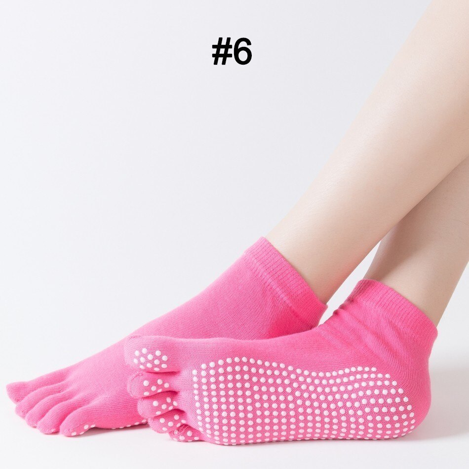 WorthWhile 1 Pair Women Sports Yoga Socks Five Finger Slipper Anti Slip Lady Pilates Ballet Heel Dance Protector: Red