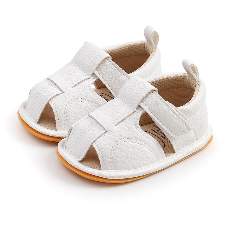 Zomer Schoenen Baby Jongens Meisjes Sandalen Zacht Leer Jongens Prewalker Zachte Zool Lederen Strand Sandalen Baby Peuter Schoenen: WHITE / 0-6 months