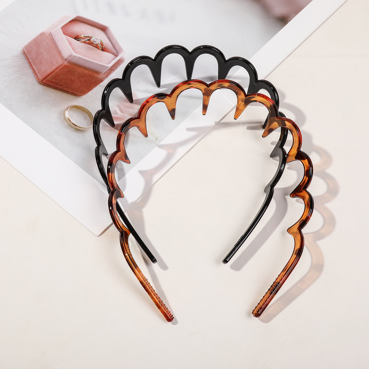 3 bandeaux noirs ondulés avec peigne, bandeaux antidérapants en zigzag à la , accessoire pour cheveux pour femmes et filles