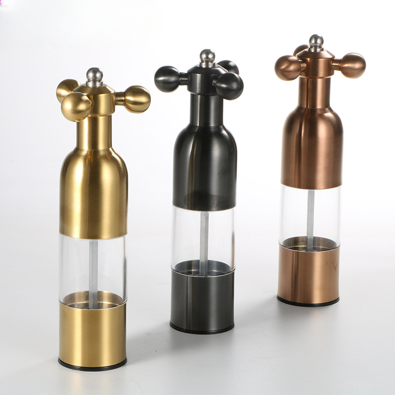 304 Stainless Steel Manual Pepper Grinder Faucet Shape Black Pepper Mill Seasoning Bottle Food Safe Ceramic Burr Salt Grinder