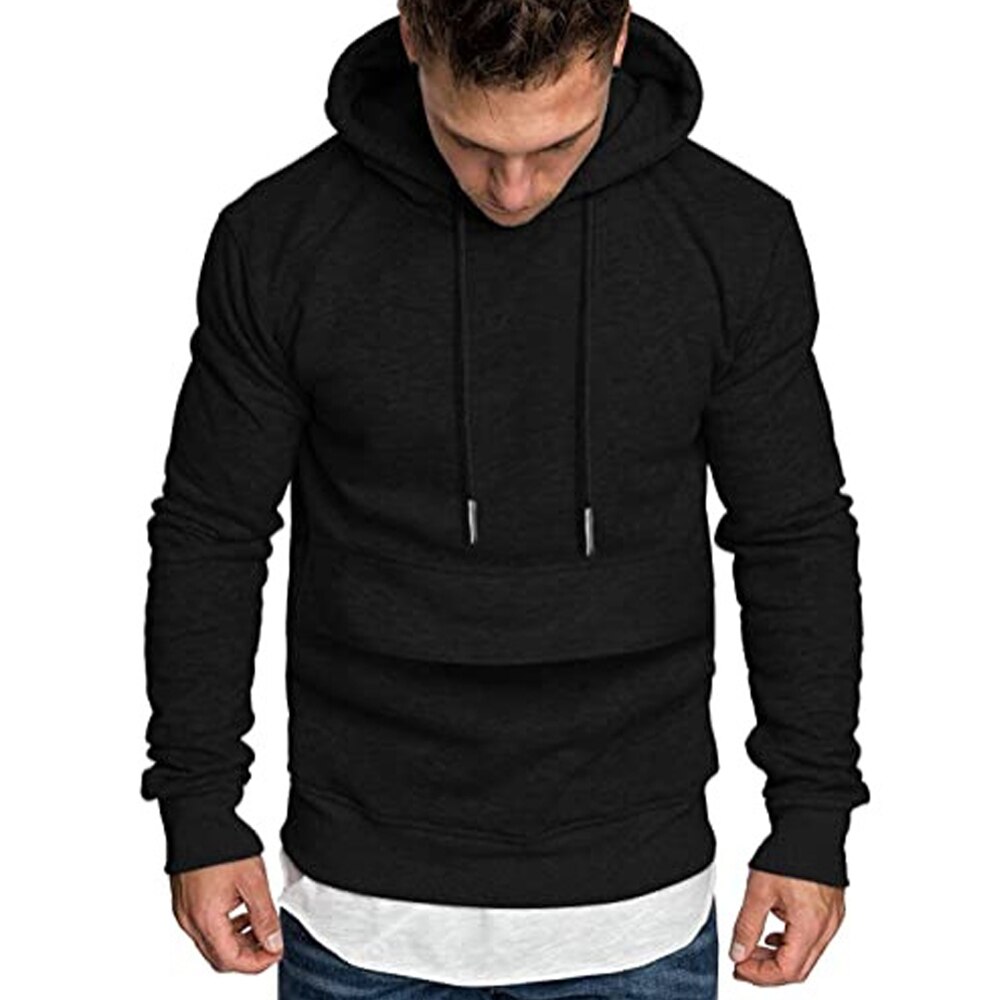 Einfarbig Männer Sport Hoodies Langarm-kordelzug Mit Kapuze Top Pullover Fitness Gym Training Jogging Sweatshirts Plus Größe