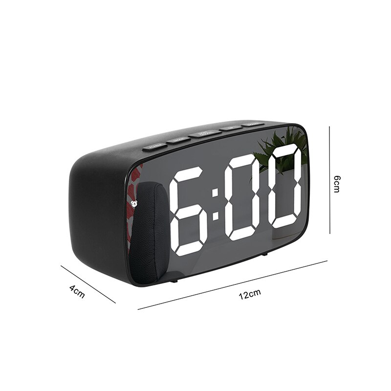 mini LED mirror digital watch clock display date temperature for home bedroom desktop electronic alarm clock: A