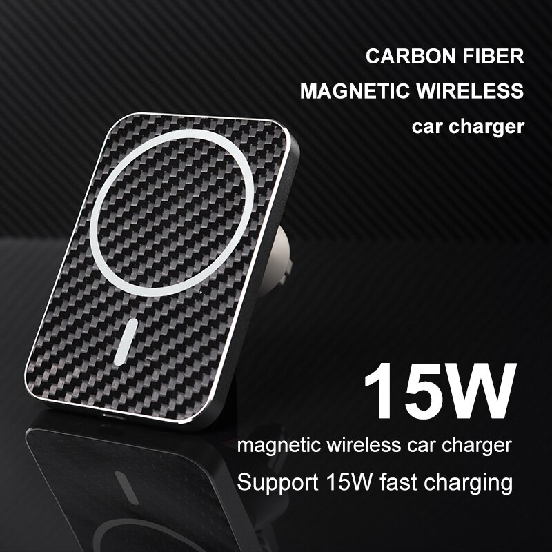 15W car wireless fast charging magnetic Aramid fiber mobile phone holder carbon fiber wireless charging holder