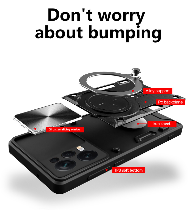 Pansercover til xiaomi redmi note 12 pro 5g , beskyttelsesring, bagcover med stativ og slide-linse til redmi note 12 pro plus 12 pro 12s 12c