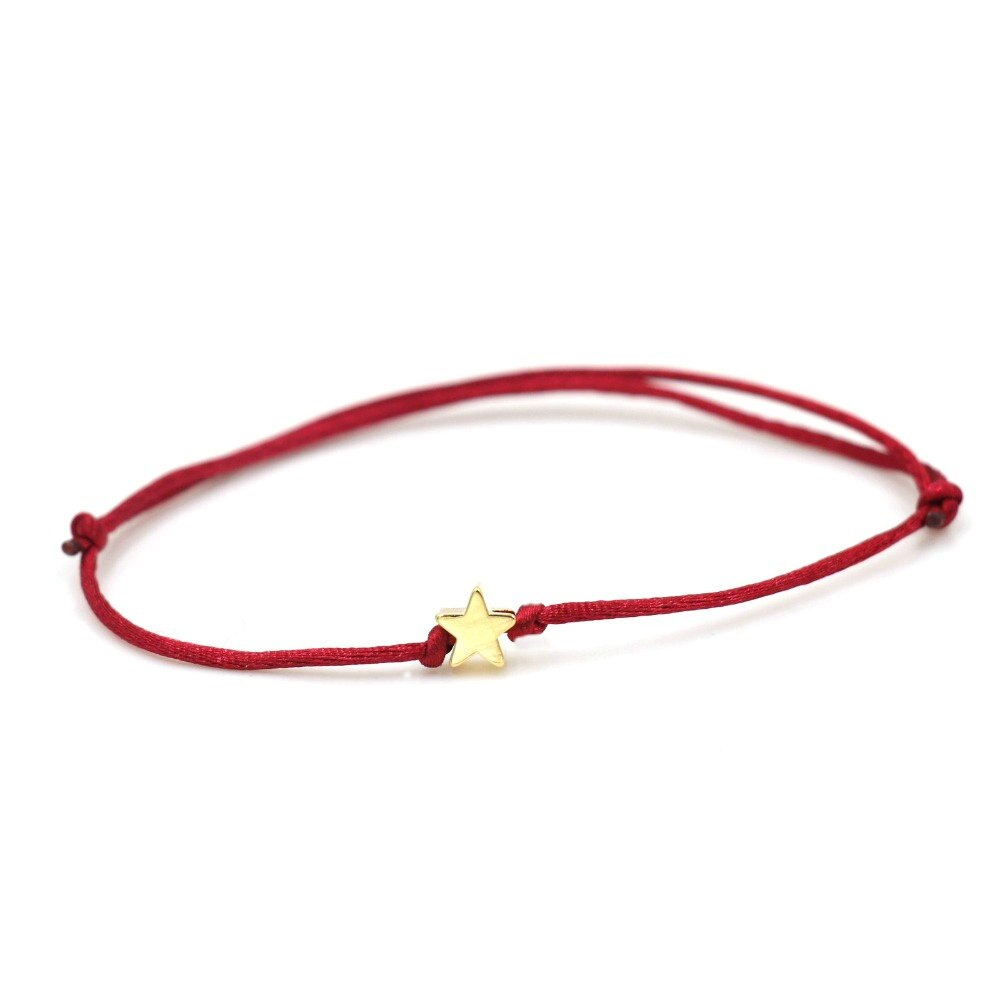 Coeur étoile couronne Simple fil rouge chaîne Bracelet pour femmes hommes bijoux faits à la main: Dark red star