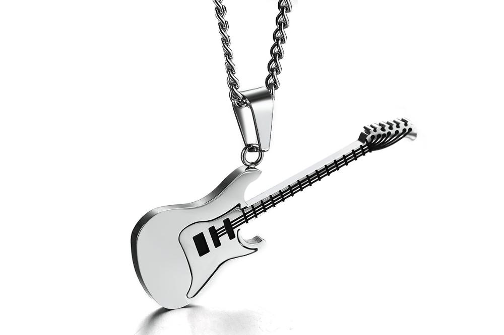 Mannen Ketting Ketting muziekinstrumenten Kettingen Gitaar Hangers Voor Man Trendy Roestvrij Stalen Sieraden: Silver Plated