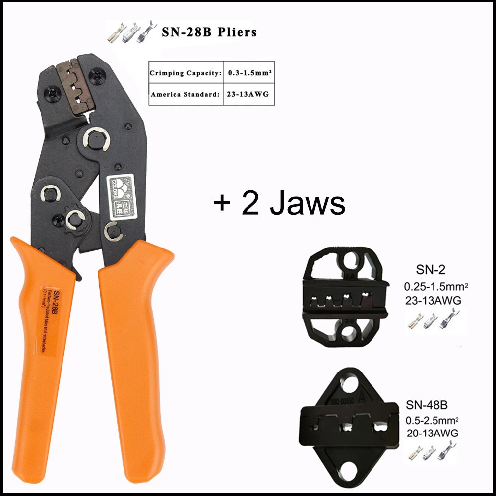 Tool kit terminal Crimping tool plier jaw 190mm Multi Functional Carbon Steel SN-28B+5 SN-28B SN-2 european style Terminal Tool: Red