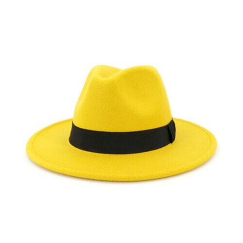 Ademend Effen Kleur Klassieke Zwarte Elastische Fedora Hoed Unisex Wolvilt Jazz Hoeden Mannen Vrouwen Brede Rand Panama Trilby cap: 14