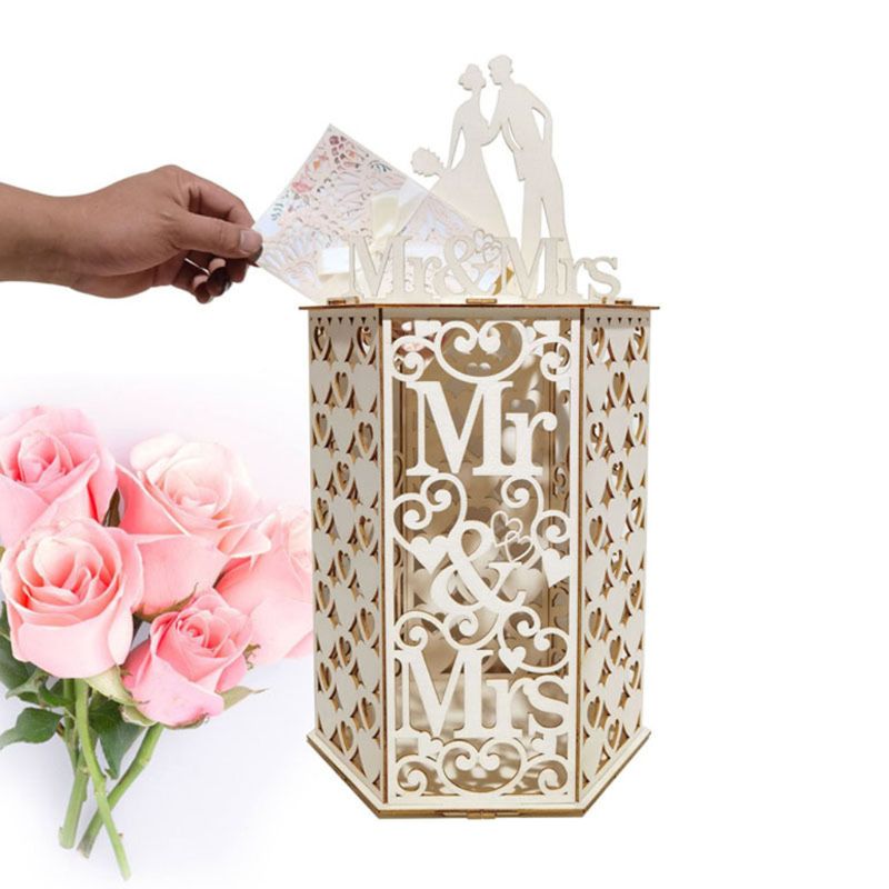 DIY caja de tarjeta de boda de madera rústico saludo soporte de señal para aniversario Baby Shower suministros de de cumpleaños