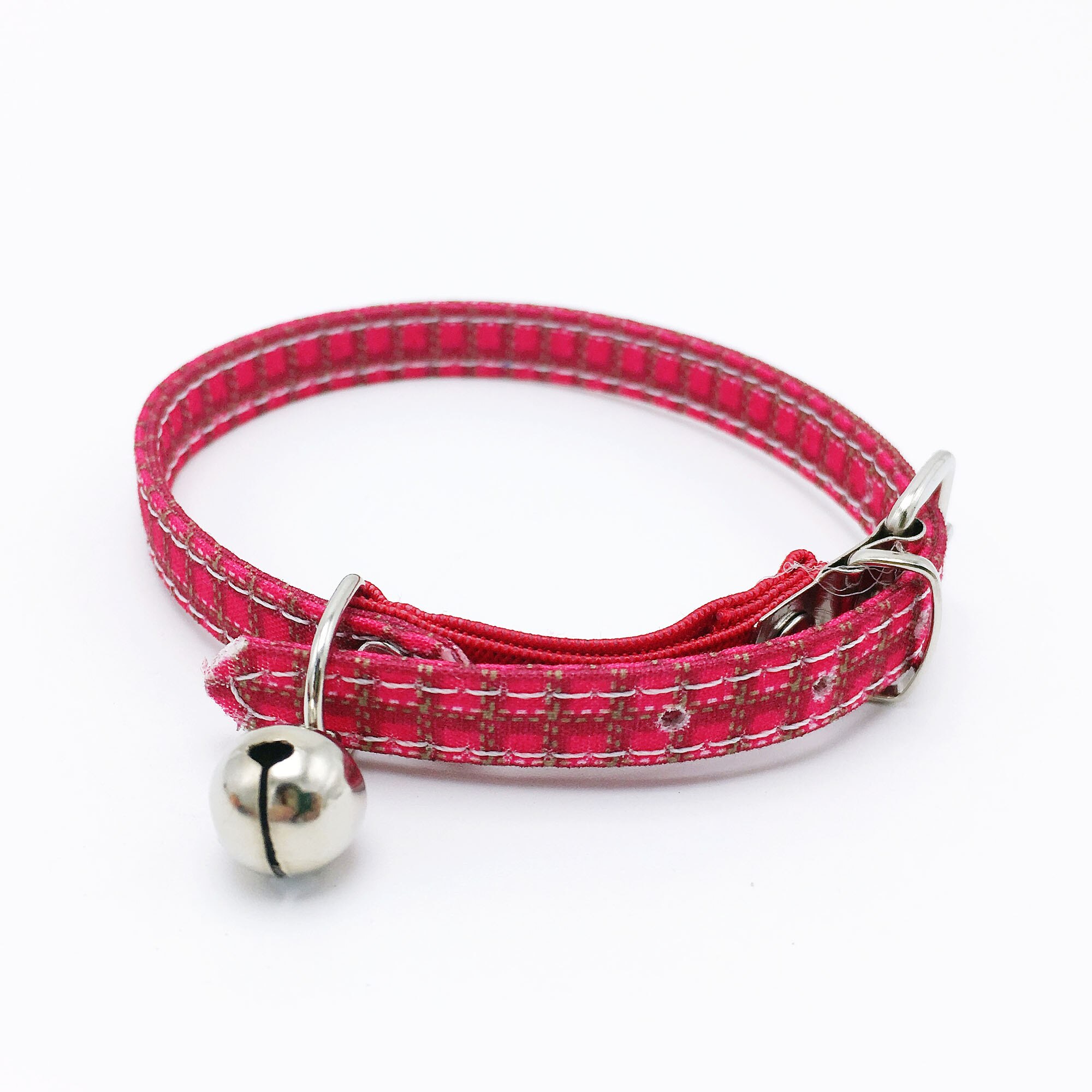 Bonzerpet – collier réglable en forme de cloche pour chat, rose, 1.0cm, en PU, adapté aux petits chiens et chiots: Red 2