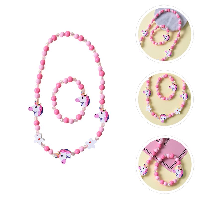 2 Stks/set Grote Mode Chic Eenhoorn Ketting Armband Voor Kleden Kinderen Meisje