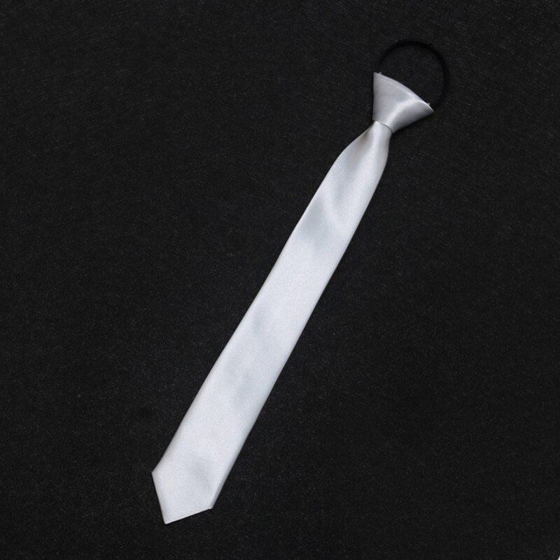 Slips kvinder retro solid silkeagtig smal hals slips slank glat kvinders slips koreansk stil enkel all-match trendy unisex: Sølv 48cm lynlås