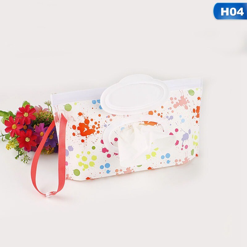 Portable Baby Wipes Box Wet Wipe Box Cleaning Wipes Carrying Bag Eco-Friendly Wipe Container Wristlet Wet Wipe Case: H04