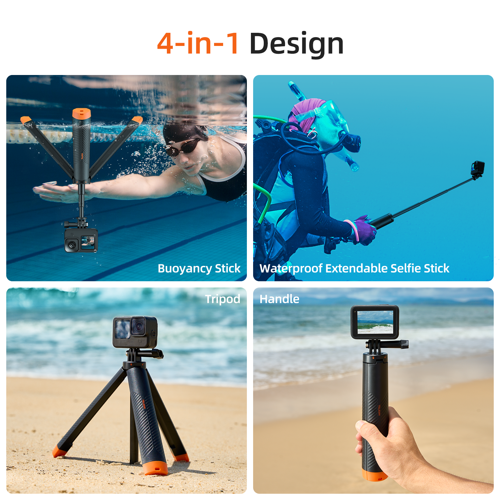TELESIN podwodny drążek wypornościowy nurkowanie wysuwany statyw do selfie dla Gopro Insta360 DJI OSMO akcesoria do kamer akcji