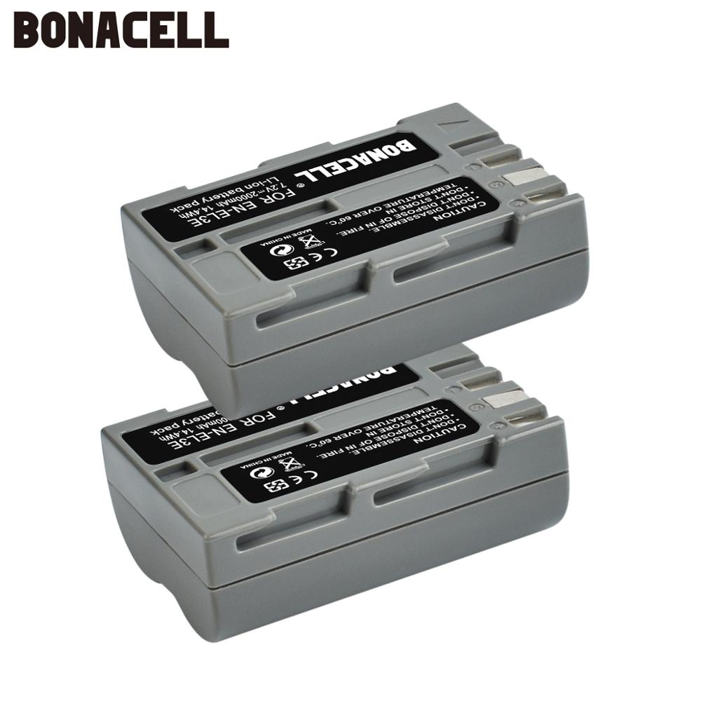 Bonacell-Batería de EN-EL3E de 2000mAh, Compatible con cámara Digital SLR Nikon D700, D300S, D300, D200, D100, D90, D80, D70, D70s D50: 2 Piece Battery
