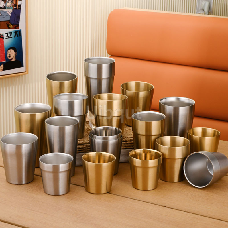 304 Dikke Dubbele Wand Roestvrij Staal Bier Mok Voor Thee Koffie Cup Drink Ware Warm Water Mok Gouden Koffie Cup Set Kopjes En Mokken