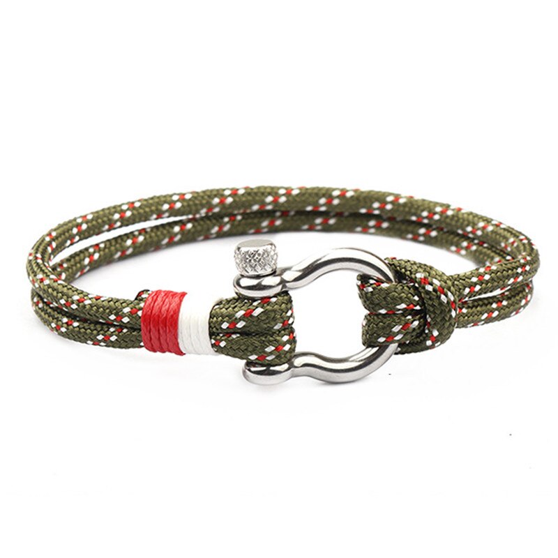 Charm Paracord Armband Marine Stijl Gevlochten Touw Rvs Gespen Survival Armbanden Voor Mannen Vrouwen Pulseras SL004