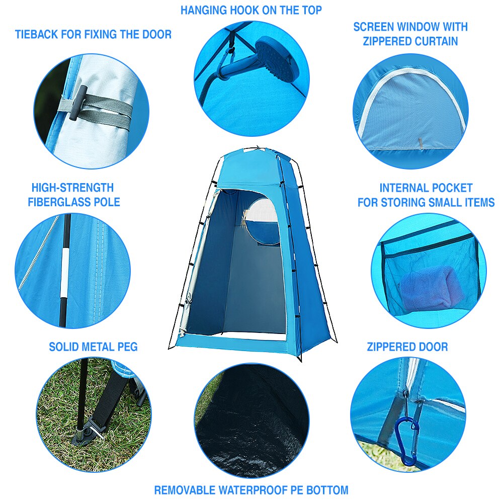 Privacy Shelter Tent Portable Outdoor Shower Toilet Changing Room Tent with Removable Bottom for Camping Beach Photography