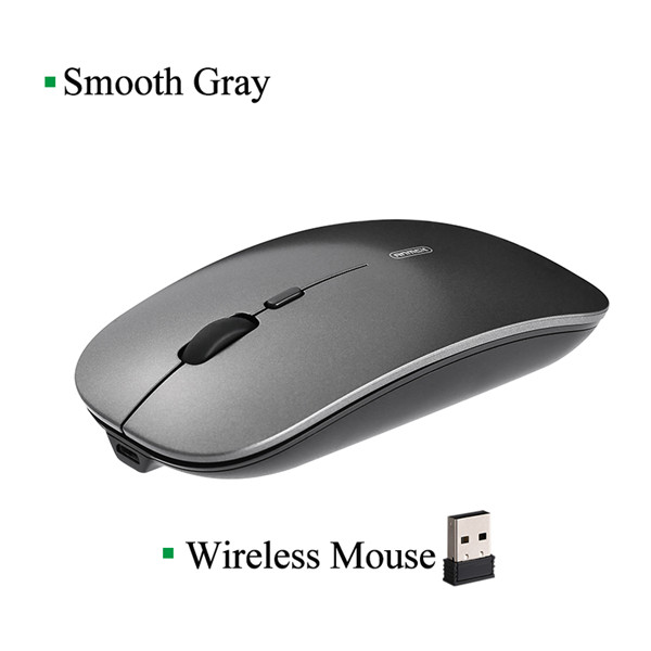 Anmck Draadloze Muis Computer Bluetooth Muis Stille Pc Mause Oplaadbare Ergonomische Muis 2.4Ghz Usb Optische Muizen Voor Laptop Pc: 2.4G Smooth Gray