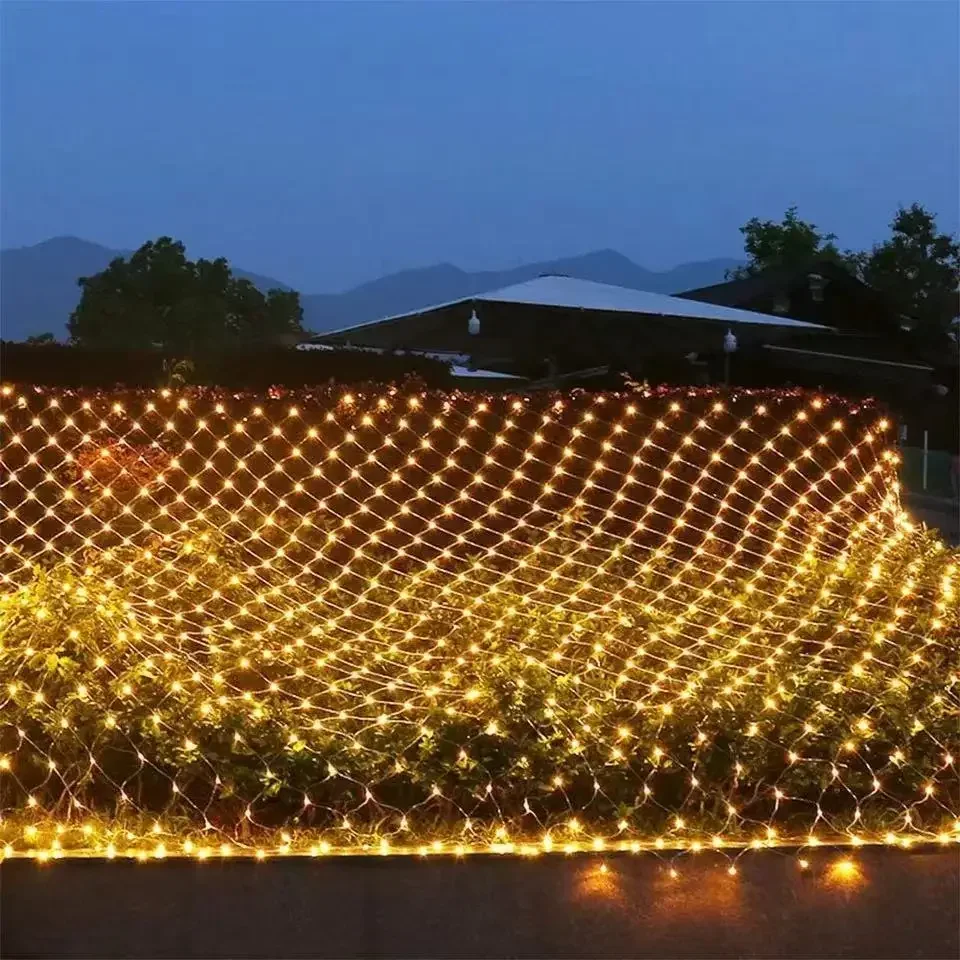 Guirnalda de luces LED de malla de 6x4M, 3x3M, cortina de ventana navideña, guirnalda de luces de hadas para exteriores, lámpara de decoración para bodas y vacaciones
