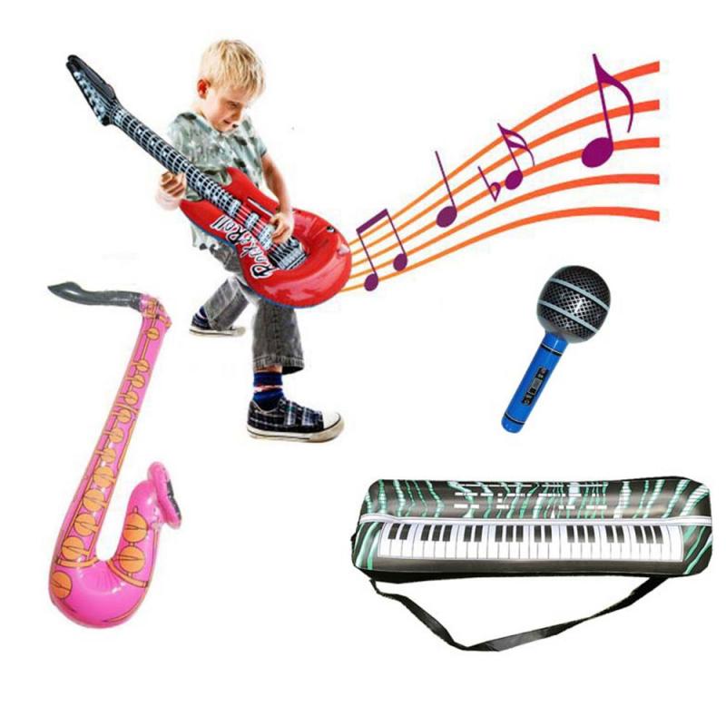 Kinderen Opblaasbare Muziekinstrument Speelgoed Milieubescherming Pvc Simulatie Rekwisieten Gitaar Elektronische Orgel Party