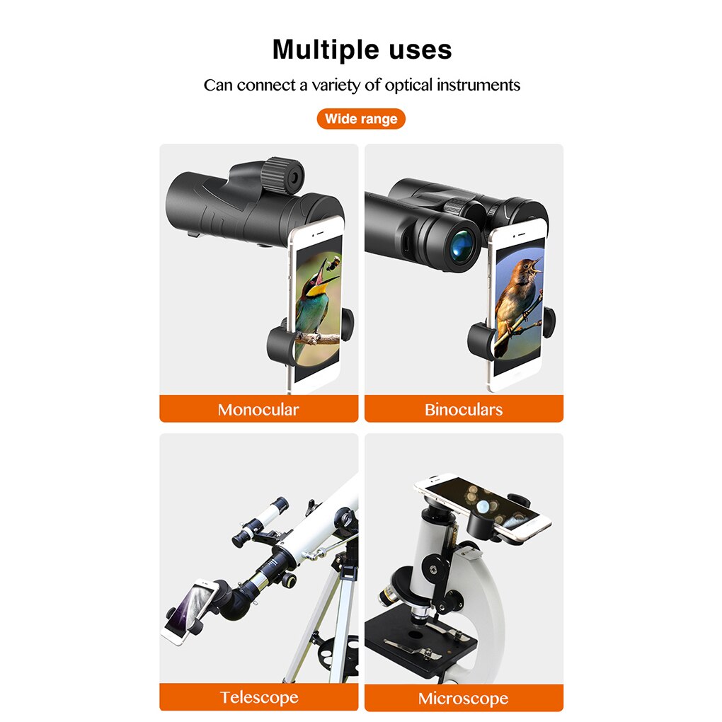 Phone Microscope Telescope Clamp Holder Monocular Photography Cell Phone Adapter Mount Clip