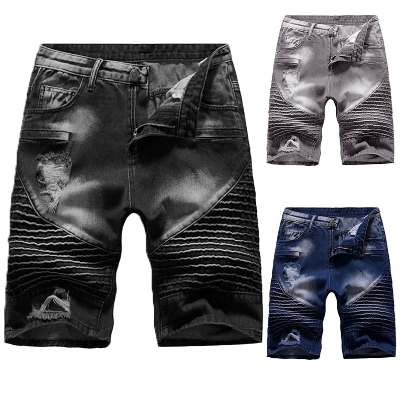 Hommes shorts été denim shorts décontracté és hommes jean bermuda planche à roulettes harem hommes survêtement genou longueur